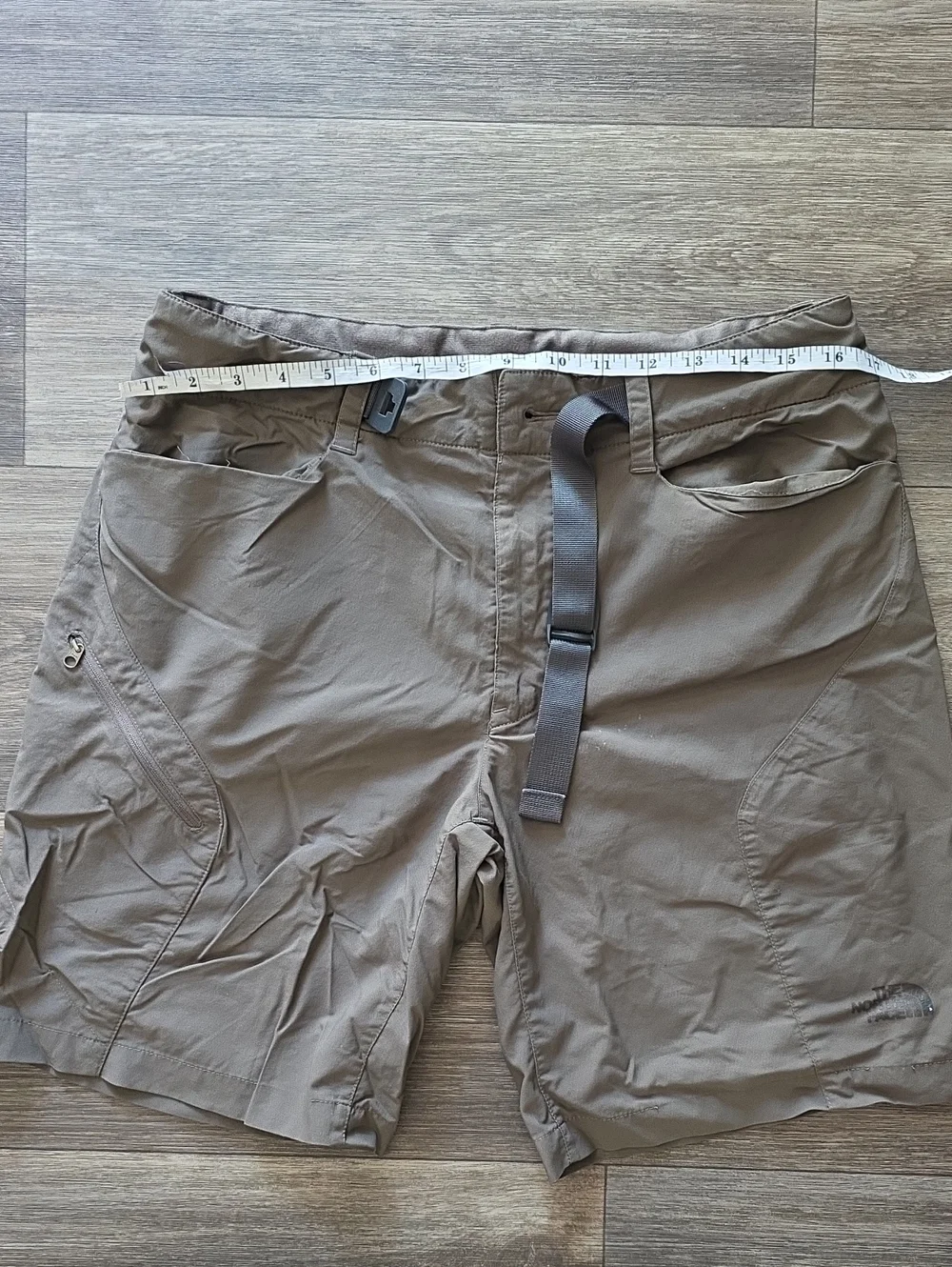 The North Face Men's Taupe Hybrid Hiking Shorts with Integrated Belt